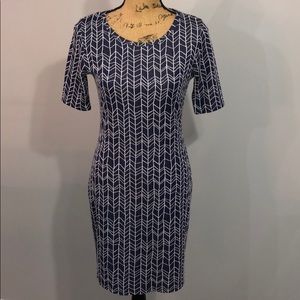 LuLaRoe Fitted Dress Dark Blue Pattern Size XS
